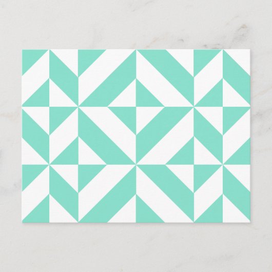 Seafoam Green Geometric Deco Cube Patroon Briefkaart (Voorkant)