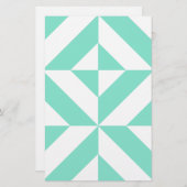 Seafoam Green Geometric Deco Cube Patroon Briefpapier (Voorkant / Achterkant)