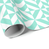 Seafoam Green Geometric Deco Cube Patroon Cadeaupapier (Rol Hoek)