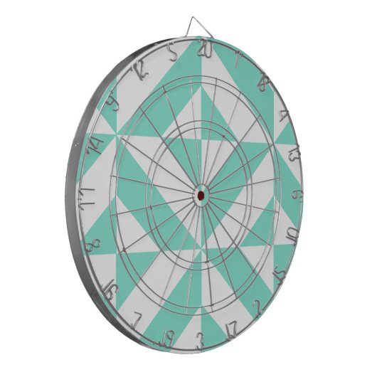 Seafoam Green Geometric Deco Cube Patroon Dartbord (Voorkant Links)