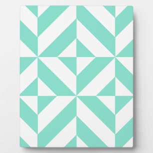 Seafoam Green Geometric Deco Cube Patroon Fotoplaat