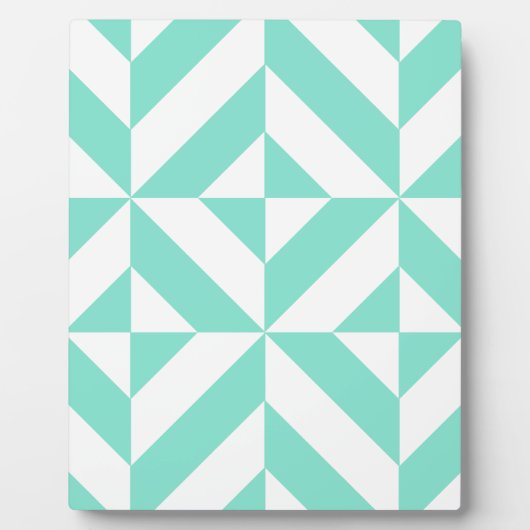 Seafoam Green Geometric Deco Cube Patroon Fotoplaat (Voorkant)