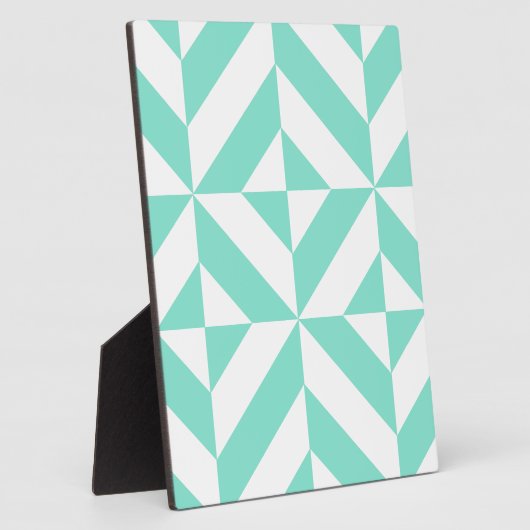 Seafoam Green Geometric Deco Cube Patroon Fotoplaat (Zijkant)