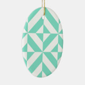 Seafoam Green Geometric Deco Cube Patroon Keramisch Ornament (Rechts)