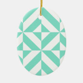 Seafoam Green Geometric Deco Cube Patroon Keramisch Ornament (Voorkant)