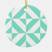 Seafoam Green Geometric Deco Cube Patroon Keramisch Ornament (Voorkant)