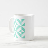 Seafoam Green Geometric Deco Cube Patroon Koffiemok (Voorkant links)