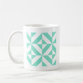 Seafoam Green Geometric Deco Cube Patroon Koffiemok (Links)