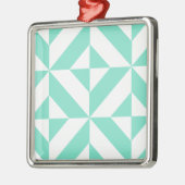 Seafoam Green Geometric Deco Cube Patroon Metalen Ornament (Links)