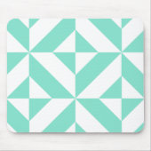 Seafoam Green Geometric Deco Cube Patroon Muismat (Voorkant)