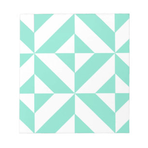 Seafoam Green Geometric Deco Cube Patroon Notitieblok