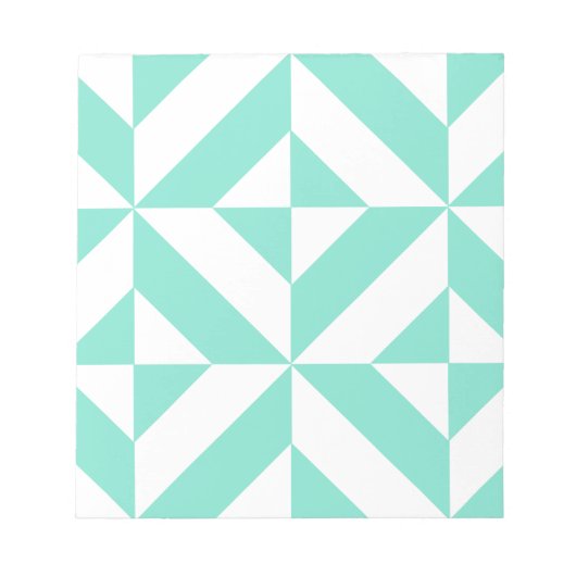 Seafoam Green Geometric Deco Cube Patroon Notitieblok (Voorkant)