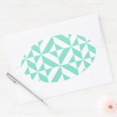 Seafoam Green Geometric Deco Cube Patroon Ovale Sticker (Envelop)