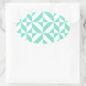 Seafoam Green Geometric Deco Cube Patroon Ovale Sticker (Tas)