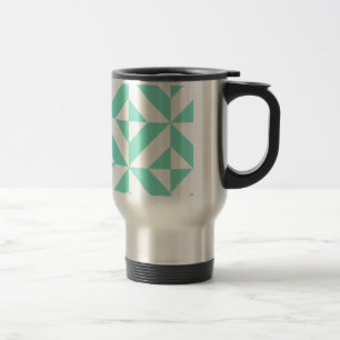 Seafoam Green Geometric Deco Cube Patroon Reisbeker