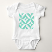 Seafoam Green Geometric Deco Cube Patroon Romper (Voorkant)
