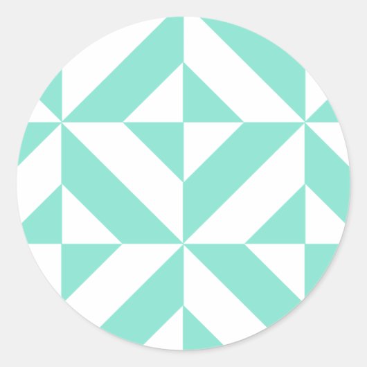 Seafoam Green Geometric Deco Cube Patroon Ronde Sticker (Voorkant)