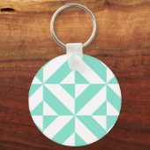 Seafoam Green Geometric Deco Cube Patroon Sleutelhanger (Voorkant)