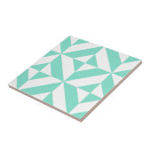 Seafoam Green Geometric Deco Cube Patroon Tegeltje (Zijkant)