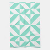 Seafoam Green Geometric Deco Cube Patroon Theedoek (Verticaal)