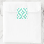 Seafoam Green Geometric Deco Cube Patroon Vierkante Sticker (Tas)