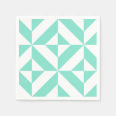 Seafoam Green Geometric Deco Patroon Servetten (Voorkant)
