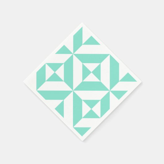 Seafoam Green Geometric Deco Patroon Servetten (Hoek)