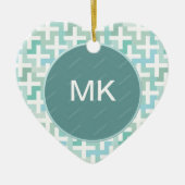 Seafoam Green Geometric Keramisch Ornament (Voorkant)