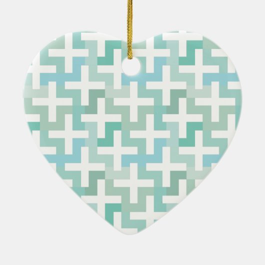 Seafoam Green Geometric Keramisch Ornament (Achterkant)