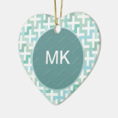 Seafoam Green Geometric Keramisch Ornament (Links)
