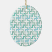 Seafoam Green Geometric Keramisch Ornament (Rechts)