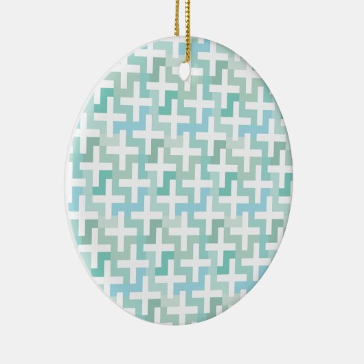 Seafoam Green Geometric Keramisch Ornament (Rechts)