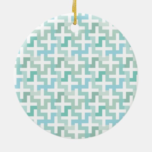 Seafoam Green Geometric Keramisch Ornament (Achterkant)