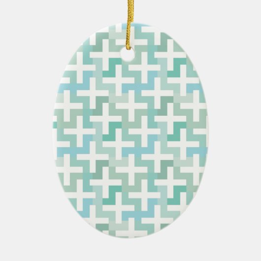 Seafoam Green Geometric Keramisch Ornament (Voorkant)