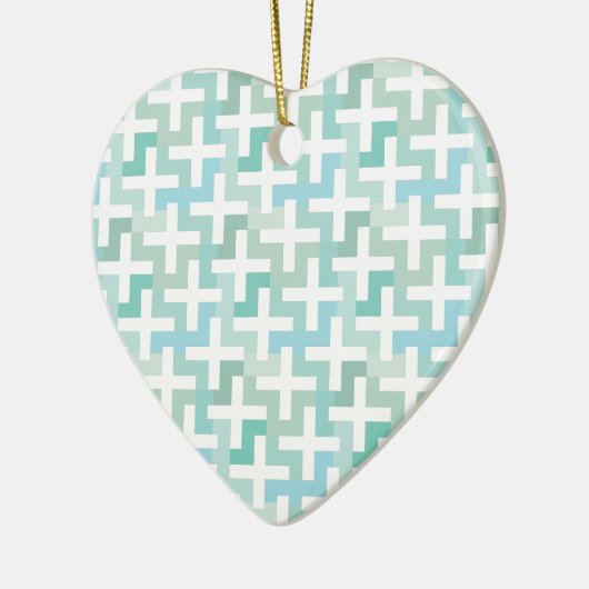 Seafoam Green Geometric Keramisch Ornament (Links)