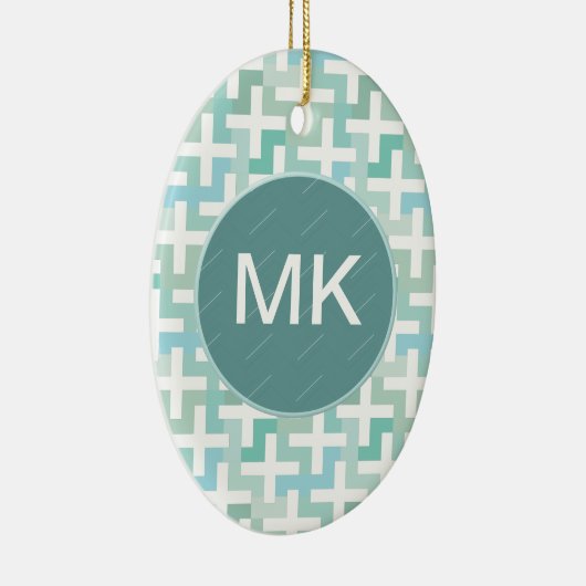 Seafoam Green Geometric Keramisch Ornament (Rechts)