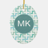 Seafoam Green Geometric Keramisch Ornament (Voorkant)