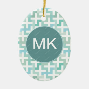 Seafoam Green Geometric Keramisch Ornament