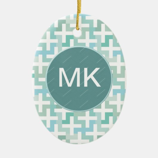 Seafoam Green Geometric Keramisch Ornament (Voorkant)