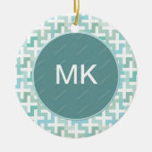 Seafoam Green Geometric Keramisch Ornament (Voorkant)