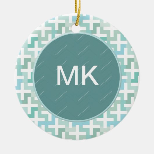 Seafoam Green Geometric Keramisch Ornament (Voorkant)