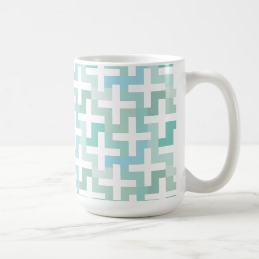 Seafoam Green Geometric Koffiemok (Rechts)