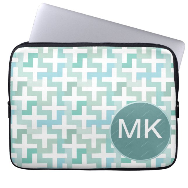 Seafoam Green Geometric Laptop Sleeve (Voorkant)