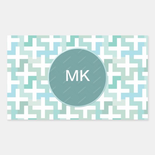 Seafoam Green Geometric Rechthoekige Sticker (Voorkant)