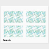 Seafoam Green Geometric Rechthoekige Sticker (Vel)