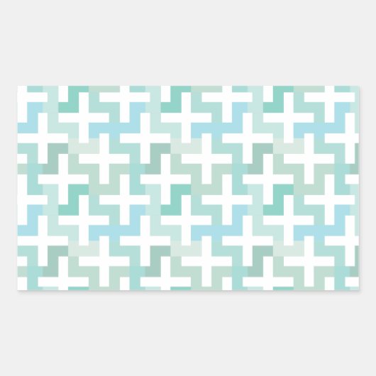 Seafoam Green Geometric Rechthoekige Sticker (Voorkant)
