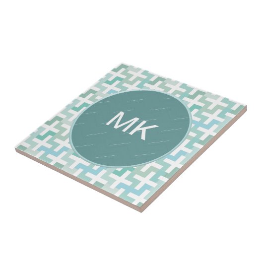 Seafoam Green Geometric Tegeltje (Zijkant)