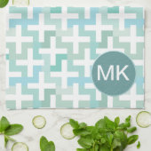 Seafoam Green Geometric Theedoek (Gevouwen)