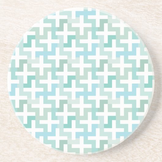 Seafoam Green Geometric Zandsteen Onderzetter (Voorkant)