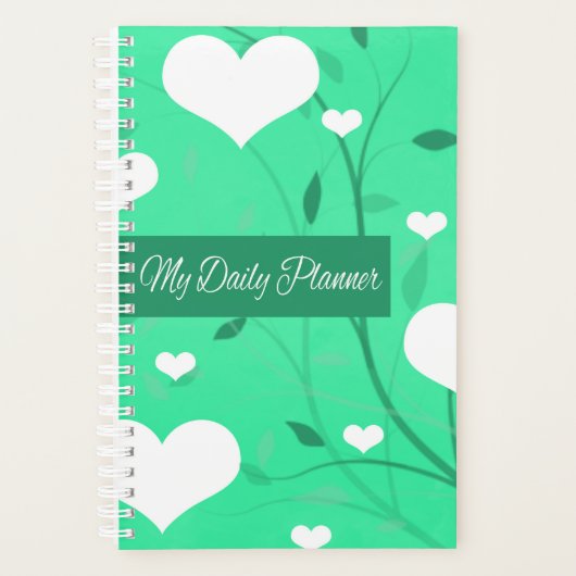 Seafoam Green Hearts Happy Planner (Voorkant)